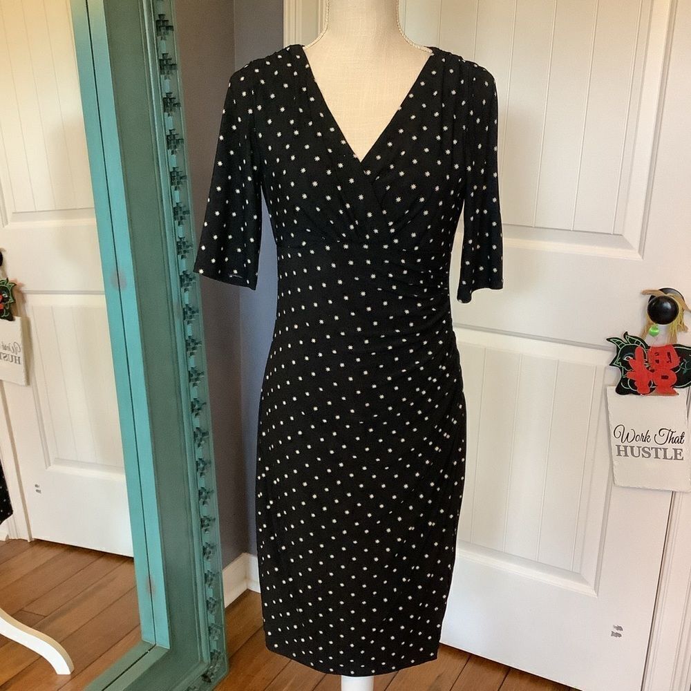 Lauren‎ Ralph Lauren Black & White Star Stretch Dress